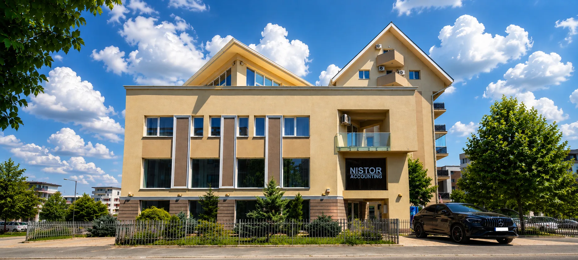 Sediul Nistor Accounting din Popești-Leordeni, vedere din exterior
